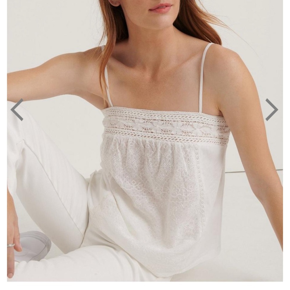 Lucky Brand Embroidered White Cami Top